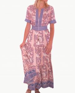 Платье макси Bianca с принтом лосося и сине-зеленого цвета Bell, Salmon Teal Print