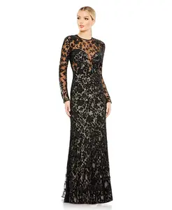 Женское платье с длинными рукавами и цветочным узором Mac Duggal, мультиколор