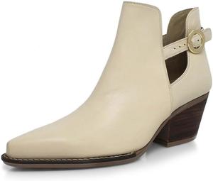 Женские ретро ботильоны с закрытым носком, вырезами, на среднем массивном каблуке, с ремешком и пряжкой, короткие стильные ботинки для повседневной носки, теплые, размер 4-16 США Wo wagas, Beige