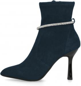 Женские ботильоны FYS с цепочкой и стразами, острым носком и каблуком-стилет, короткие ботинки с боковой молнией, для вечеринок и платьев, осенняя обувь, размер 4-15 US, Navy
