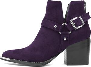 Женские ботильоны FYS с заостренным носком, на массивном каблуке средней высоты, с ремешком на щиколотке и молнией сзади, повседневная обувь для улицы, размеры 4-16 US, Purple