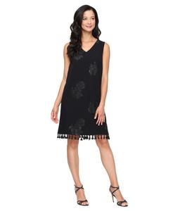 Женское платье с V-образным вырезом и цветочным принтом SL Fashions, Black