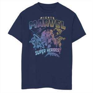 Футболка с градиентным портретом для мальчиков 8–20 лет Marvel Mighty Marvel Super Heroes Marvel, синий