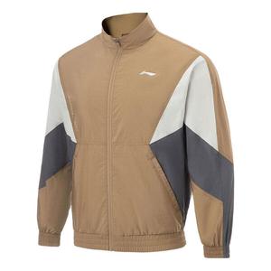 Куртка с логотипом цветного блока тренировочная водонепроницаемая куртка Li-Ning, коричневый