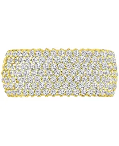 Широкое кольцо с семью рядами черных кубических цирконий (также с белыми кубическими цирконами) Macy'S, gold