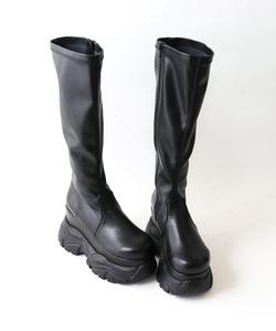 Длинные сапоги на платформе с каблуком 10 см 1660 Lovehunter, цвет Black