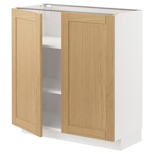 Тумба под шкаф с полками/2 дверцами, белая/дуб Форсбака, 80x37 см IKEA Metod