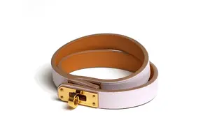 HERMES Кожаный, с позолоченным браслетом, женский, фуксия