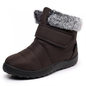 EGCHI Тёплые короткие зимние сапоги женские коричневые, цвет Brown