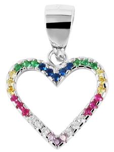Adeliás Женский кулон - Сердце. Кулон в форме сердца из серебра 925 пробы с кубическим цирконием в серебряной оправе