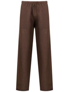 Льняные брюки с эластичным поясом Amir Slama, коричневый