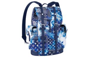 LOUIS VUITTON Кожаный рюкзак мужской малый тай-дай синий