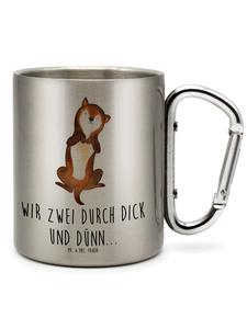 Серебристая термокружка для ласки собак с надписью Mr. & Mrs. Panda