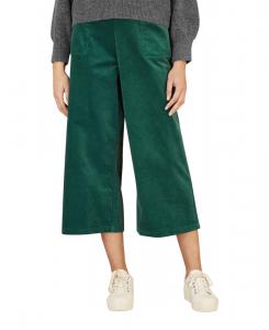 Женские укороченные брюки из вельвета с широкими штанинами Yumi, Green
