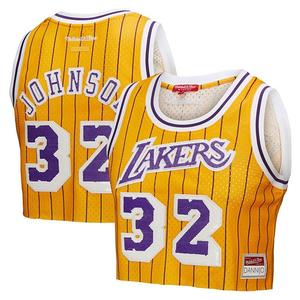 Женская баскетбольная майка mitchell & ness x dannijo magic johnson yellow los angeles lakers Unbranded