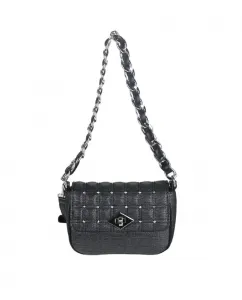 Женская сумка через плечо Volum из полиуретана с мягкой застежкой-клапаном из металла, среднего размера, черный