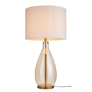 Настольная лампа BUTLERS MADAME VERRE XL, стекло / металл / лен - золото - высота: 85 см