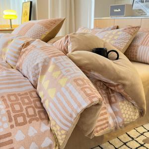 LUOLAI HOME Комплект постельного белья 1,5 спальный, 4 предмета, с пододеяльником 200x230 см, простыня