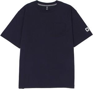 Мужская футболка Converse CA292320 с коротким рукавом, круглым вырезом и нагрудным карманом, темно-синий
