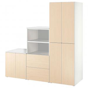 Комбинация для хранения SMÅSTAD/PLATSA IKEA, 180x57x181 см, цвет white/birch