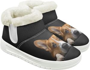 Женские ботильоны JoyLamoria на платформе с животным принтом, утепленные, теплые, модные, пушистые, с меховой подкладкой для зимнего похода, Corgi Print