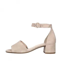 Комфортные босоножки из бежевой замши с ремешком на щиколотке Gabor, бежевый