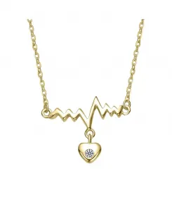 Ожерелье с подвеской в виде сердца, покрытое 14-каратным золотом и прозрачными кубическими цирконами Genevive, gold