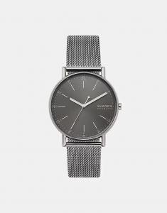 Мужские фирменные часы Skagen с тремя стрелками, из нержавеющей стали серого цвета — СЕРЫЕ