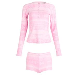 Плюшевый ажурный комплект из рубашки-поло и шорт Skims, Bubblegum Bow Fairisle