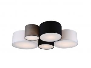 Trio Lights - Дизайнерский потолочный светильник I Потолочный светильник I Светильник I свет разноцветный на 5 лампочек - Sectos I гостиная I спальня - текстильный круглый - подходит светодиод E27, белый