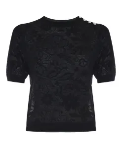 Стильная блузка-футболка с кружевным эффектом Kocca, черный