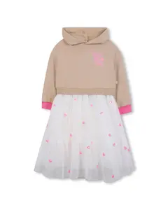 Платье для девочки с комбинированной тюлевой юбкой Billieblush, бежевый