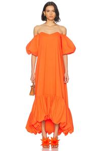 Платье миди Lucia с асимметричным подолом и пузырьком Caroline Constas, Flame