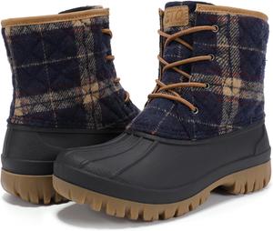 Женские водонепроницаемые зимние сапоги STQ с утепленной стежкой, Antique Navy Plaid