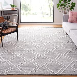 Ковер SAFAVIEH, 183 x 183 см, Kilim Collection, Black & Ivory, Handmade Rustic Boho Diamond, идеален для помещений с высокой проходимостью в гостиной, спальне (KLM449Z)