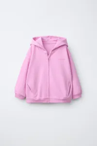 Толстовка на молнии из трикотажа с тисненым текстом Zara, розовый/сиреневый