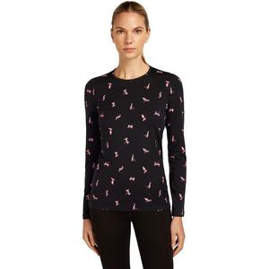 Футболка с длинными рукавами Merino 200 Oasis Snow Day Crewe - женская Icebreaker Icebreaker, Black/Acid Pink/Aop