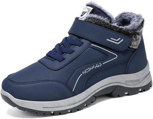 Мужские зимние ботинки Qacksv, утепленные флисом снежные ботинки, ботинки на каждый день с утеплителем, нескользящие, удобная повседневная уличная обувь для холодной погоды, синий