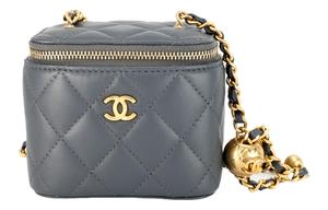 Сумка-коробка из ягненка, косметичка, сумка через плечо, кроссбоди Трампетс женская темно-серая CHANEL