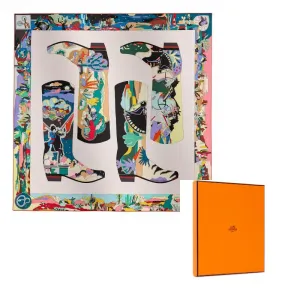 HERMES Шёлковый шарф унисекс разноцветный, Multicolor