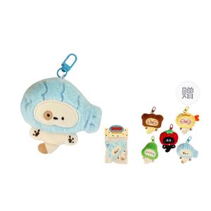 Брелок плюшевый креативный котенок с креветкой на голове высота 9см Blue waterfront