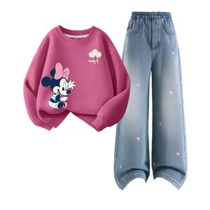 Детская повседневная спортивная одежда Disney, Dile Play Berry Red+Solid Color Sea Salt Blue