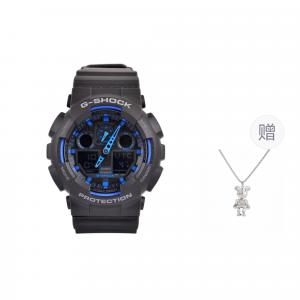 Часы Casio G-Shock Analog-Digital GA-100 Series + подарок, арт. GA-100-1A2, черный/синий