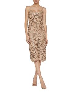 Казуко Платье миди с лазерной резкой L'AGENCE, коричневый/бежевый