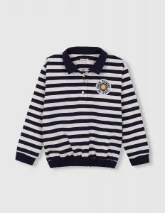 Детская футболка-поло в полоску с белой нашивкой Париж Gocco, белый