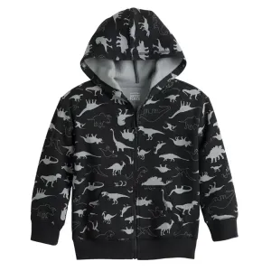 Толстовка с капюшоном из флиса на молнии для мальчиков 4-12 лет Jumping Beans, цвет black grey dinos