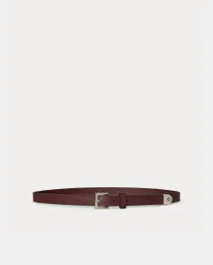 Женский кожаный пояс с серебряной пряжкой Lauren Ralph Lauren