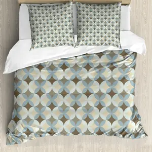 Пододеяльник ABAKUHAUS с геометрическим узором, круглыми цветочными кругами, с защитой от клещей, подходит для аллергиков с наволочками, 155 см x 220 см - 80 x 80 см, разноцветный Abakuhaus