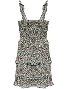 GANNI платье мини с принтом и оборками, нейтральный цвет