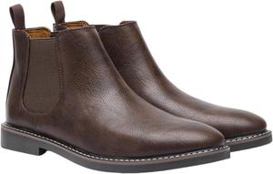 Мужские кожаные челси ZPLMIDE, ботинки-челси до щиколотки, повседневные, удобные, классические, без шнурков, формальные, вестерн-стиль, Coffee 12